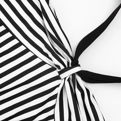 Women Summer Sexy Strapless Striped Bandage Waist Mini Dress Slim Bodycon Short Party Dresses